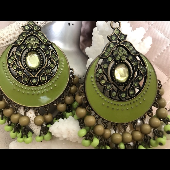 Beautiful Green Chandelier Earrings - Picture 4 of 4